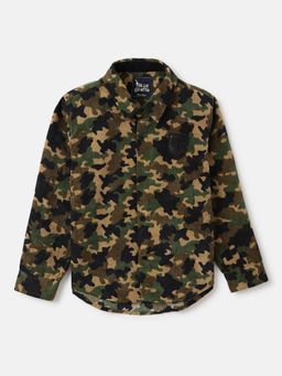Blue Giraffe - Boys Multi Printed Spread Collar Full Sleeves Corduroy Shirt