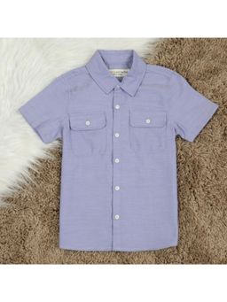 The Lion and the Fish - Boys Double Pocket Solid Shirt Indigo Blue