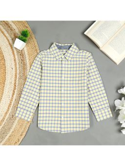 The Lion and the Fish - Boys Brushed Cotton Checkered Shirt Bumblebee Yellow