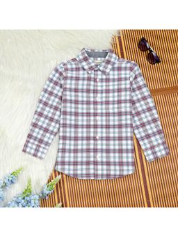 The Lion and the Fish - Boys Brushed Cotton Checkered Shirt Red