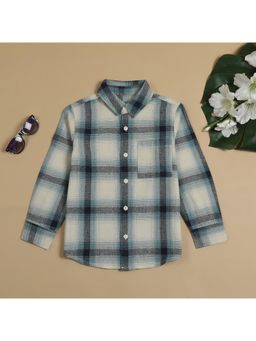 The Lion and the Fish - Boys Tartan Checked Shirt Green Blue