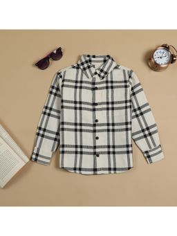 The Lion and the Fish - Boys Tartan Checked Shirt White Black