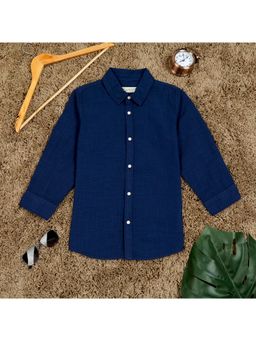 The Lion and the Fish - Boys Overdyed Full Sleeve Shirt Berry Blue