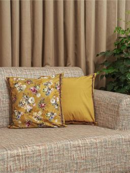 Crown of Poppies - Mustard Golden Grace Cushion Covers (Pack of 2) (16 x 16)