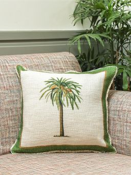 Crown of Poppies - Beige Palm Stories Cushion Cover (16 x 16)