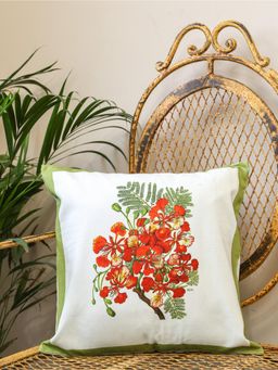 Crown of Poppies - White Blooming Garden Printed Cushion Cover (16 x 16)