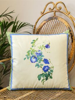Crown of Poppies - White Blooming Garden Printed Cushion Cover (18 x 18)