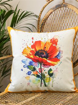 Crown of Poppies - White Whispers of Bloom Cushion Cover (16 x 16)