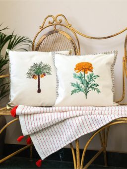 Crown of Poppies - White Whispers of Bloom Cushion Covers (Pack of 2) (16 x 16)