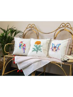 Crown of Poppies - White Whispers of Bloom Cushion Covers (Pack of 3) (16 x 16)