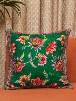 Crown of Poppies - Green Royal Reverie Cushion Cover (16 x 16)