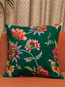 Crown of Poppies - Green Royal Reverie Cushion Cover (16 x 16)