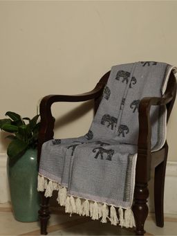 Crown of Poppies - Grey Elephant Walk throw (60x60)