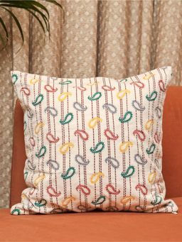 Crown of Poppies - Off White Regal Threads Velvet Cushion (16 x 16)