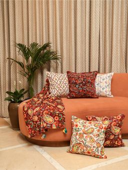 Crown of Poppies - Multi-Color Regal Threads Velvet Cushion & Throw (Pack of 6) (16 x 16)