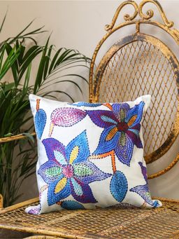 Crown of Poppies - White Asian Garden Cushion Set (16 x 16)