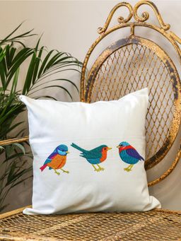 Crown of Poppies - White Asian Garden Cushion Set (16 x 16)