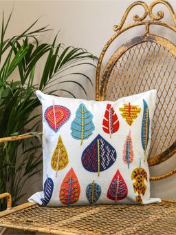 Crown of Poppies - White Asian Garden Cushion Set (16 x 16)