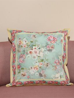 Crown of Poppies - Green Petals and Pastels Cushion Cover (16 x 16)