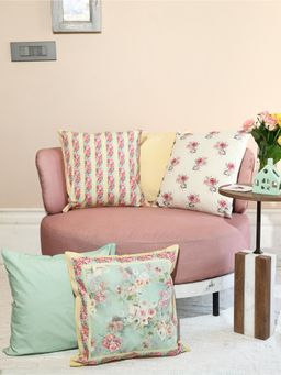 Crown of Poppies - Multi-Color Petals and Pastels Cushion Covers Set (Pack of 5) (16 x 16)