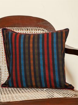 Crown of Poppies - Black Indigo Rust Medley Cushion Cover (16 x 16)