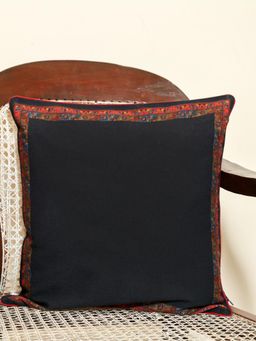 Crown of Poppies - Black Indigo Rust Medley Cushion Cover (16 x 16)