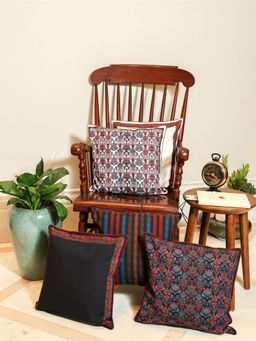 Crown of Poppies - Black Indigo Rust Medley Cushion Covers (Pack of 5) (16 x 16)