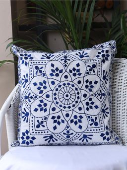 Crown of Poppies - White Indigo Impressions Cushion Cover (16 x 16)