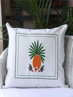 Crown of Poppies - White Tropical Essence Cushion Cover (16 x 16)