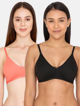 Zivame - Rosaline Double Layered Non Wired 3-4th Coverage T-Shirt Bra - Multi Color (Pack of 2)
