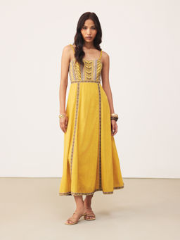 Ritu Kumar - Mustard Frolica Long Dress