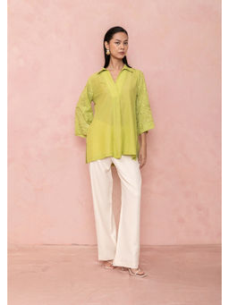 LABEL NAARITI - Saachi Green Collar Neck Top