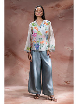 Soup by Sougat Paul - Kaia Applique Off White Top And Pants