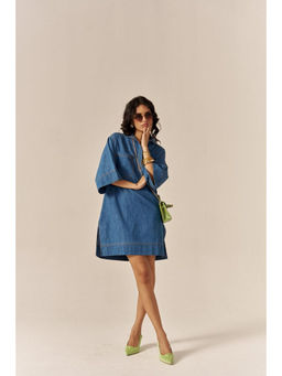 SPACE - Pinacolada Blue Knee length Shirt Dress