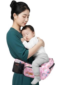 Chinmay Kids - Pink Baby Carrier with Hip Seat & Convertible To Sling Carry Bag (18-24 Months)