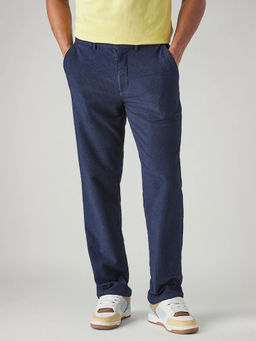 Levi's - Men Navy Blue Authentic Relaxed Fit Mid Rise Corduroy Chinos