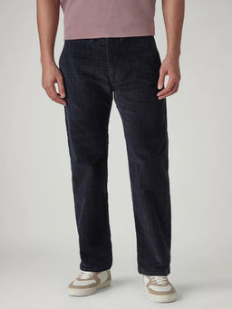 Levi's - Men 555 Navy Blue Relaxed Fit Mid Rise Corduroy Chinos