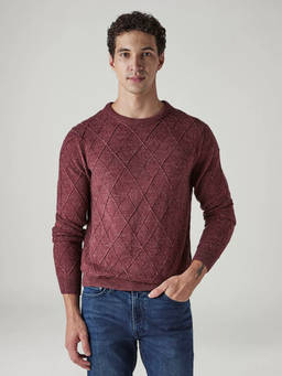 Levi's - Men Maroon Textured Regular Fit Sweater