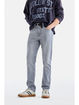 Snitch - Light Grey Washed Slim Casual Jeans for Men