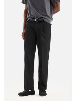 Snitch - Black Textured Straight Casual Trouser for Men