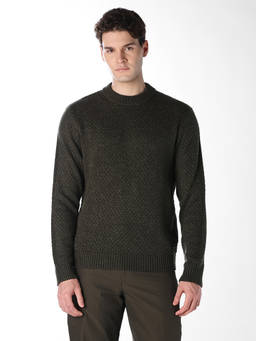 Jack & Jones - Men Dark Green Textured Pullover Sweater