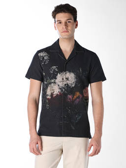 Jack & Jones - Men Black Printed Oversized Shirt