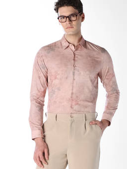 Jack & Jones - Men Pink Floral Print Cotton Full Sleeves Shirt