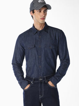 Jack & Jones - Men Dark Blue Denim Shirt
