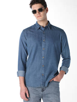 Jack & Jones - Men Blue Washed Denim Shirt
