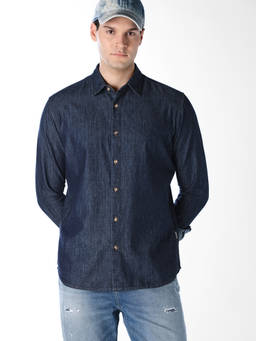 Jack & Jones - Men Dark Blue Denim Shirt