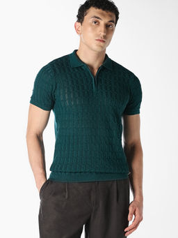 Jack & Jones - Men Green Knitted Polo T-Shirt