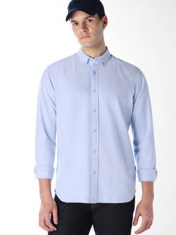 Jack & Jones - Men Blue Button Down Collar Cotton Shirt