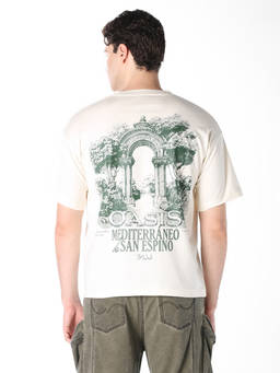 Jack & Jones - Men Off White Printed Boxy Fit T-Shirt