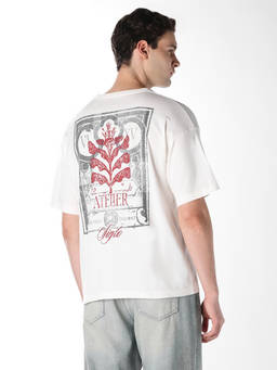 Jack & Jones - Men White Printed Back Boxy Fit T-Shirt